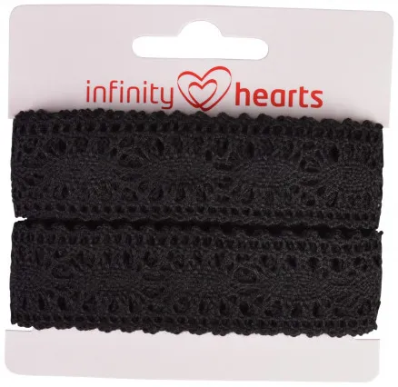 Infinity Hearts Spitzenband aus Polyester 25mm 11 Schwarz - 5m