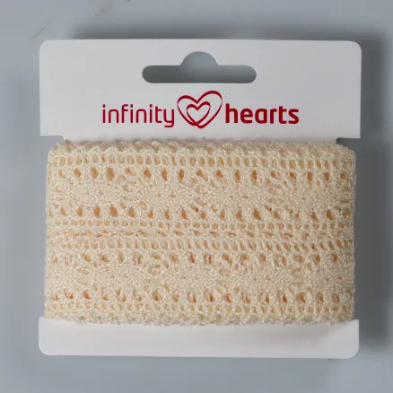 Infinity Hearts Spitzenband aus Polyester 25mm 2 Ecru - 5m