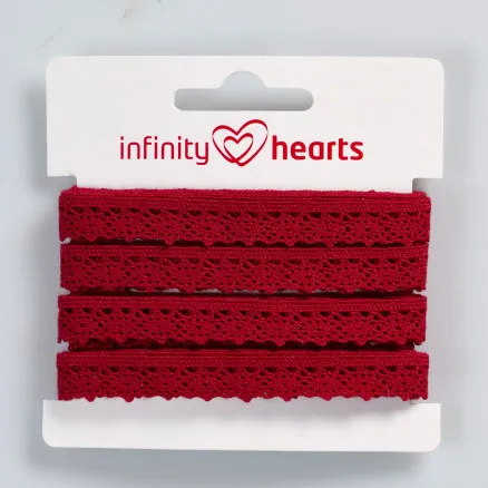 Infinity Hearts Spitzenband aus Polyester 11mm 10 Weinrot - 5m