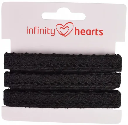 Infinity Hearts Spitzenband aus Polyester 11mm 11 Schwarz - 5m