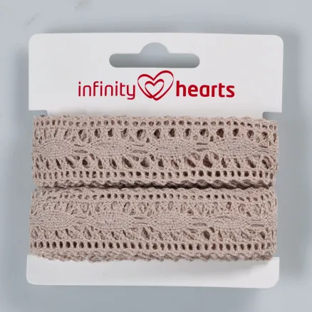 Infinity Hearts Spitzenband aus Polyester 25mm 3 Sand - 5m