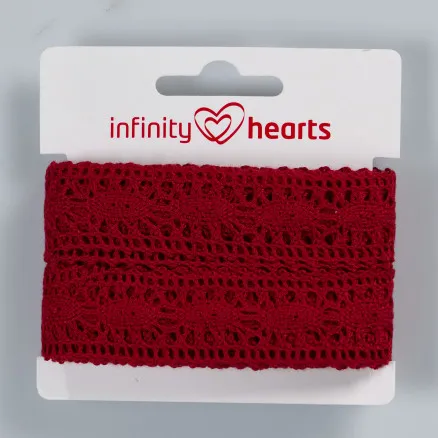 Infinity Hearts Spitzenband aus Polyester 25mm 10 Weinrot - 5m