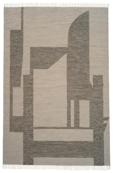 Kristina Dam Studio Contemporary Kelim Teppich Rohweiß/Grau 300 cm