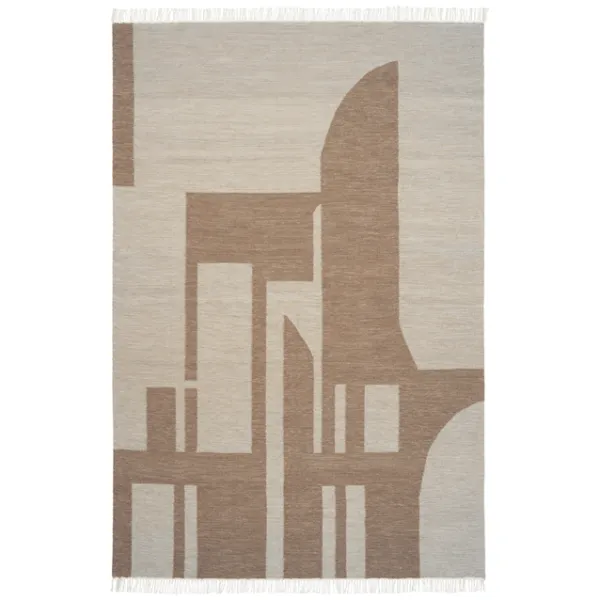 Kristina Dam Studio Contemporary Kelim Teppich Rohweiß/Braun 300 cm